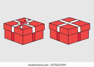 A beautifully crafted gift box vector with intricate ribbon and bow details, ideal for festive projects.