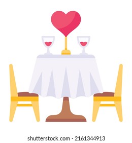 Beautifully crafted icon of romantic dinner, flat vector 

