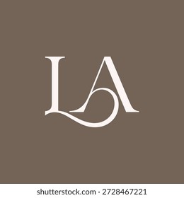 Un monograma bellamente elaborado con las letras entrelazadas 'L' y 'A', que presenta un diseño sofisticado y elegante ideal para la marca de lujo y la identidad corporativa