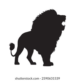 Beautifully Crafted Roaring Lion Silhouette for Unique Art Projects - Lion Vector - Lion Icon
