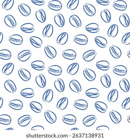 A beautifully crafted and seamless pattern design featuring blue coffee beans artwork