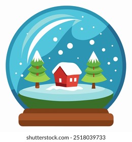 A beautifully crafted snow globe showcasing a house and trees inside