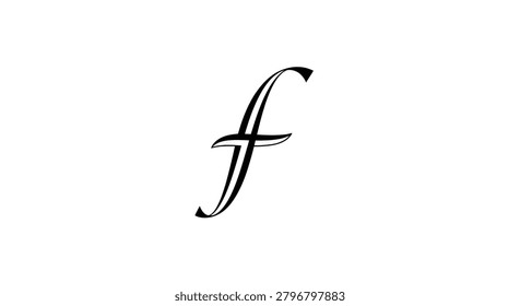 A beautifully crafted, stylized lowercase letter 'f' in a classic calligraphy font. This elegant monogram symbol is perfect for branding and design projects.