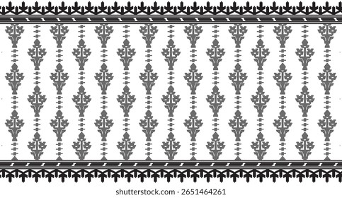 A beautifully crafted traditional Jamdani motif inspired by the rich heritage of Bangladeshi weaving art. This vector design showcases intricate floral and geometric patterns typically seen in Jamdani