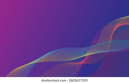 A beautifully crafted vector background showcases swirling wire waves in vibrant colors, forming an energetic, modern, and abstract composition for various artistic applications.

