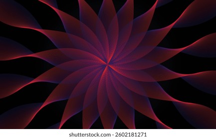 A beautifully crafted vector background with soft spiral waves blending into a floral shape creates an artistic, vibrant, and visually rich pattern for unique design projects.

