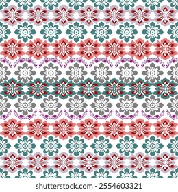 beautifully crafted watercolor floral seamless pattern featuring artistic blend leaves,blossoms harmonious blue, pink, green tones. Perfect variety creative projects,pattern combines vintage charm mod