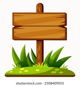 A beautifully crafted wooden sign is situated atop a grassy hill