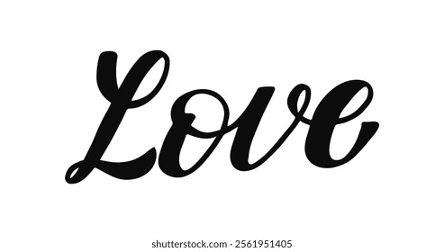 A beautifully crafted word Love in an artistic and flowing cursive font. The bold lettering stands out against a minimalistic backdrop, conveying a strong message of affection.