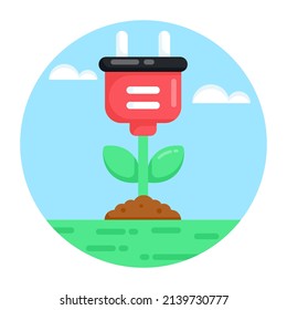 Icono plano y redondeado de la planta de energía ecológica 

