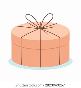 A beautifully decorated round cake with a delicate ribbon on top, perfect for celebrations and special occasions.
