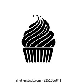 Beautifully designed black and white cupcake logo. Good for prints and t-shirts.