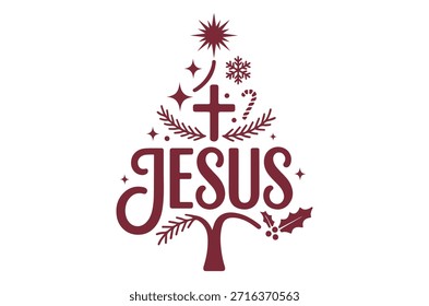 A beautifully designed christmas tree emphasizes the religious meaning of the season.