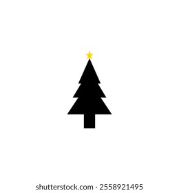 A beautifully designed Christmas tree illustration featuring golden accents and a classic black outline, perfect for holiday-themed projects and decorations.