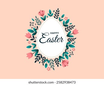 Beautifully Designed Elegant Easter Greeting Card Featuring a Charming Floral Design