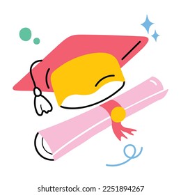 Beautifully designed flat icon of graduation 