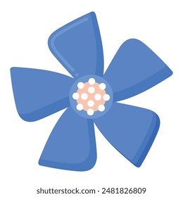 Beautifully Designed Flat Icon of Periwinkle Flower in Soft Pastel Color