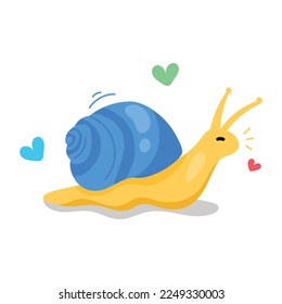 Beautifully designed flat sticker of snail 