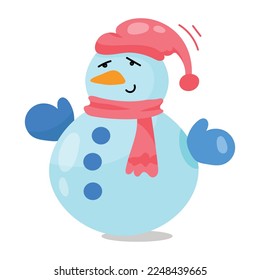 Beautifully designed flat sticker of snowman 
