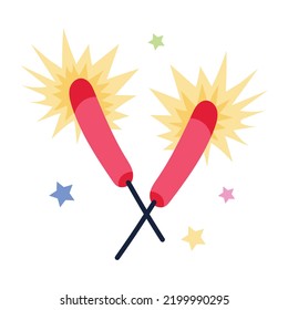 Beautifully designed flat sticker of sparklers