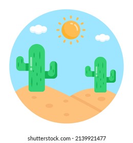 Icono de estilo plano y bellamente diseñado del desierto 

