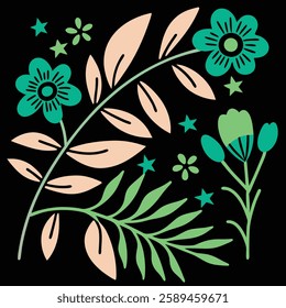 A beautifully designed floral pattern in vector format, perfect for creative projects, graphic design, textiles, wallpapers, invitations, branding, and decorative artwork. Ideal for digital and print