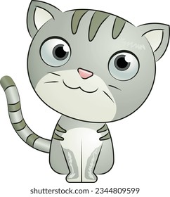 Beautifully designed gray cat character vector