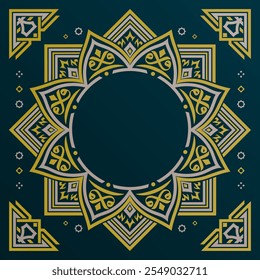 A beautifully designed Islamic vector frame showcasing intricate geometric patterns and floral motifs