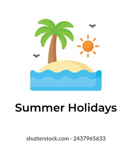 Schön gestaltetes Insel-Vektor-Design, Konzept-Ikone der Sommerferien, Reisen und Sommerferien