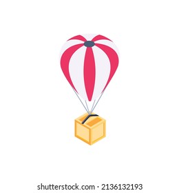 beautifully designed isometric icon of parachute delivery

