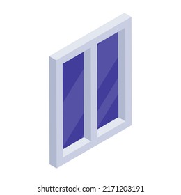 Beautifully designed isometric icon of windowpane