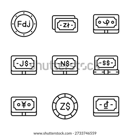 Beautifully designed line icons set of currency and finance in modern style