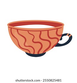 A beautifully designed orange ceramic cup with a wavy pattern, ideal for coffee or tea lovers to enjoy