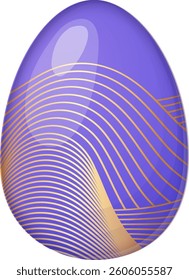 A beautifully designed purple Easter egg with soft, wavy lines that create an artistic and fluid effect. This elegant decoration is perfect for sophisticated holiday themes, modern Easter cards, and