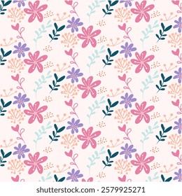 A beautifully designed seamless floral pattern featuring intricate flowers and foliage, perfect for textiles, wallpapers, and digital backgrounds
