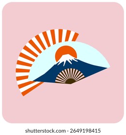 A beautifully designed vector illustration of a traditional Japanese hand fan, showcasing intricate patterns and cultural elegance