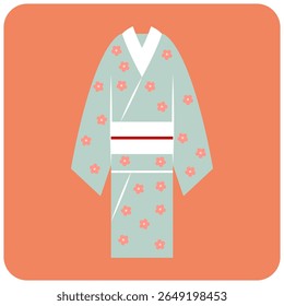 A beautifully designed vector illustration of a traditional Japanese kimono, showcasing intricate patterns and cultural elegance.