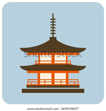 A beautifully designed vector illustration of a traditional Japanese pagoda, showcasing its iconic tiered structure and cultural significance