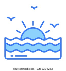 Vector de puesta de sol de diseño bello en estilo moderno, icono premium