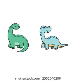Beautifully Detailed Cartoon set Dinosaur Illustrations for Scrapbooking and Crafts