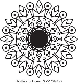 Um padrão de mandala floral belamente detalhado, perfeito para colorir entusiastas de design.