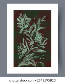 A Beautifully Detailed Green Floral Sketch Set Against a Dark and Striking Background