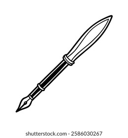 Beautifully detailed hand-drawn illustration of a dip pen, perfect for calligraphy, artistic lettering, and traditional writing projects. This high-quality vector is ideal for graphic designers