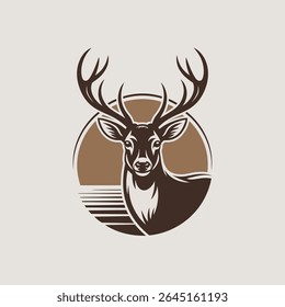 A beautifully detailed illustration of a deer's head with prominent antlers, framed by a circular design. This artwork is perfect for nature-themed projects.