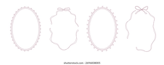 Marcos de encaje y lazo con un toque caprichoso. Ideal para el día de San Valentín o papelería de boda.