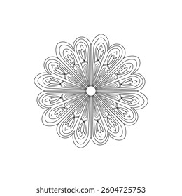 Beautifully Detailed Mandala in Black and White with Circular Geometric and Floral Patterns