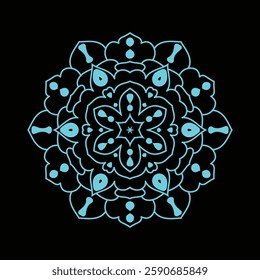 Beautifully detailed mandala with intricate patterns, floral elements, and geometric symmetry. Perfect for spiritual, bohemian, and meditative themes, tattoo designs, and mindfulness art.