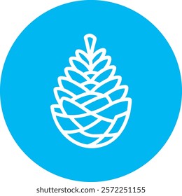 A beautifully detailed pine cone icon on a vibrant blue background, symbolizing winter's charm and nature's elegance. Perfect for adding a rustic and festive touch to holiday themes and designs!