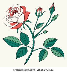 A beautifully detailed red rose vector illustration with clean lines and vibrant colors. Ideal for romantic themes, love cards, floral branding, wedding invitations, and Valentine’s Day artwork.