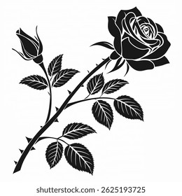 A beautifully detailed red rose vector illustration with clean lines and vibrant colors. Ideal for romantic themes, love cards, floral branding, wedding invitations, and Valentine’s Day artwork.